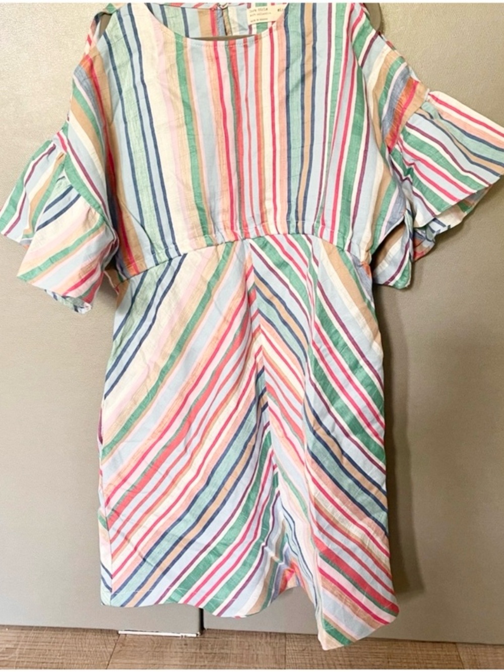 Zara Striped Linen Dress Size 10 Colorful Summer Beach Boho
